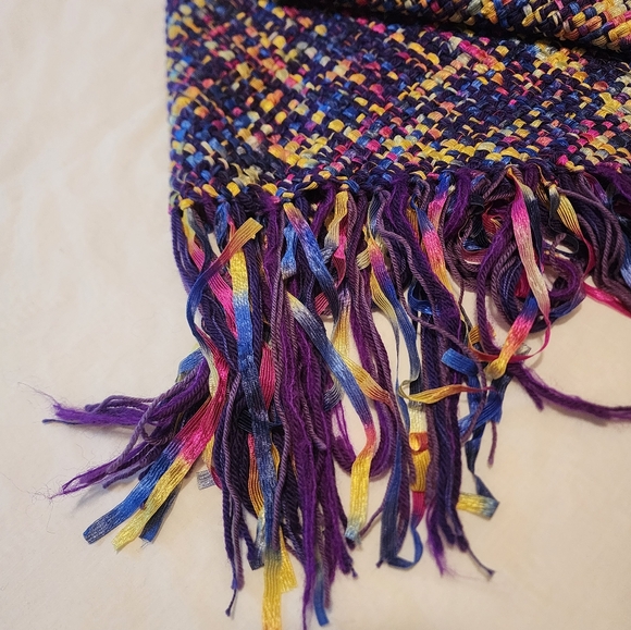 SHAWL HANDMADE - MULTICOLOR RIBBON WOVEN - GORGEOUS AND UNIQUE - Picture 6 of 11